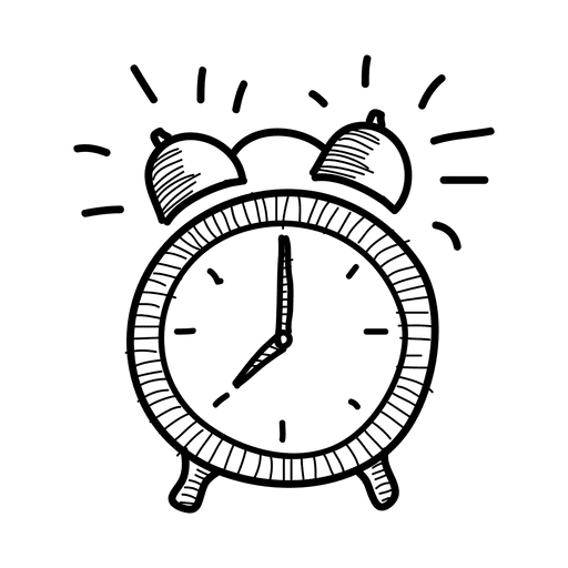 Icono de reloj despertador dibujado a mano Diseño PNG
