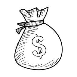 Hand gezeichnete Dollartasche PNG-Design