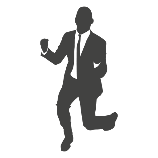 Happy cheering businessman silhouette PNG Design