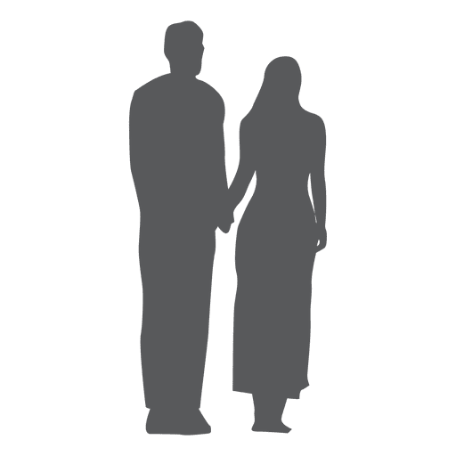 Silhueta de casal feliz em cinza Desenho PNG