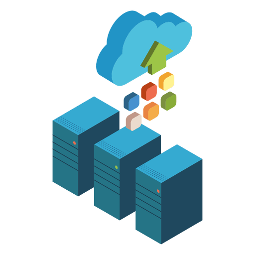 Servidores de computación en la nube isométrica Diseño PNG