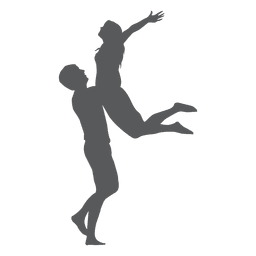 Jumping on lap lovers silhouette Transparent PNG