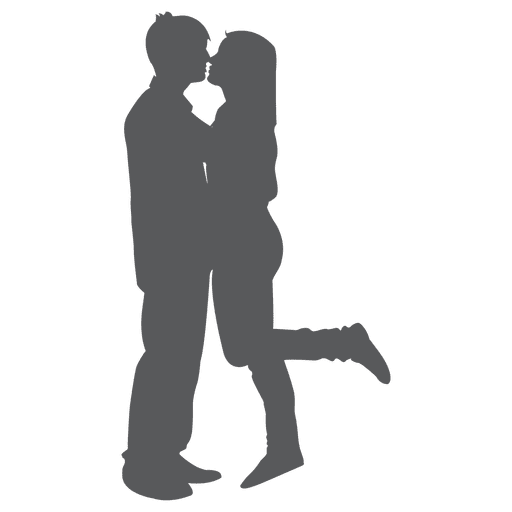 Kissing lovers silhouette
