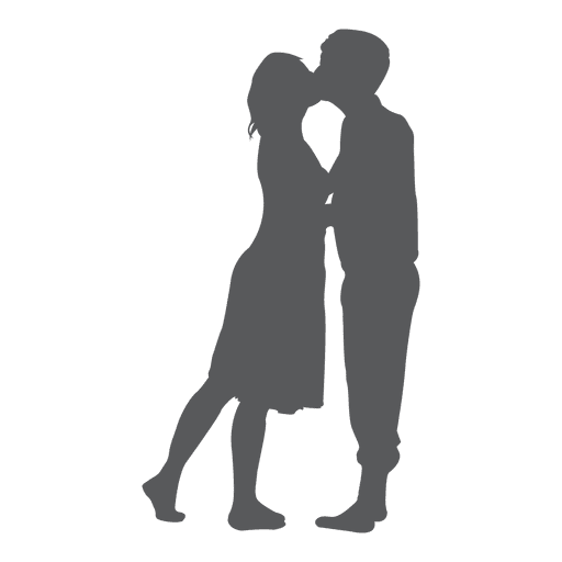 Besos romance amantes silueta Diseño PNG