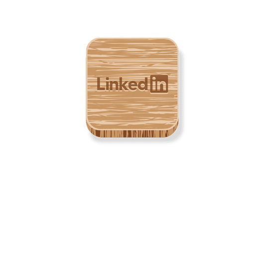 Linkedin icono cuadrado de madera