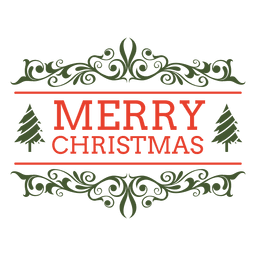 Frohe Weihnachten verziertes Etikett PNG-Design