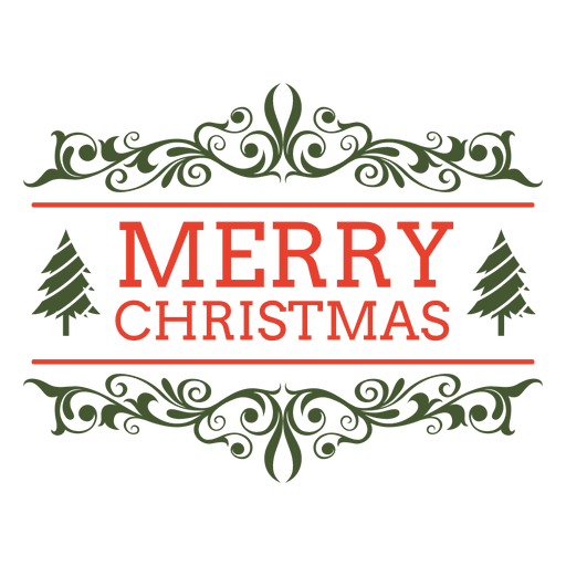 Download Merry christmas ornamented label - Transparent PNG & SVG ...