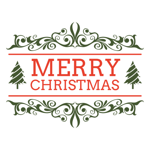 Merry christmas ornamented label PNG Design