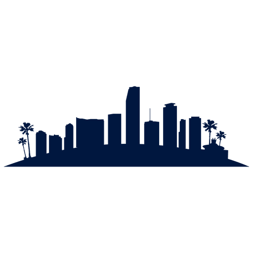 Miami-Skylineschattenbild im Blau PNG-Design