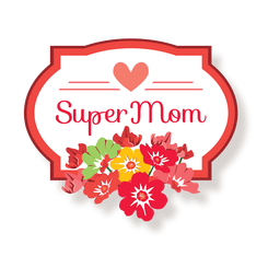 Insignia del día de la madre con flores. Diseño PNG