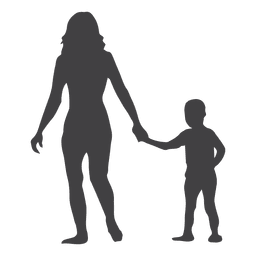 Mothers day silhouette with child in hand Transparent PNG