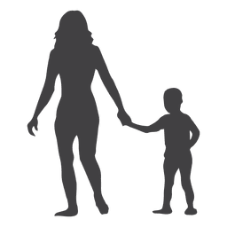 Silueta del día de la madre con niño en mano Diseño PNG