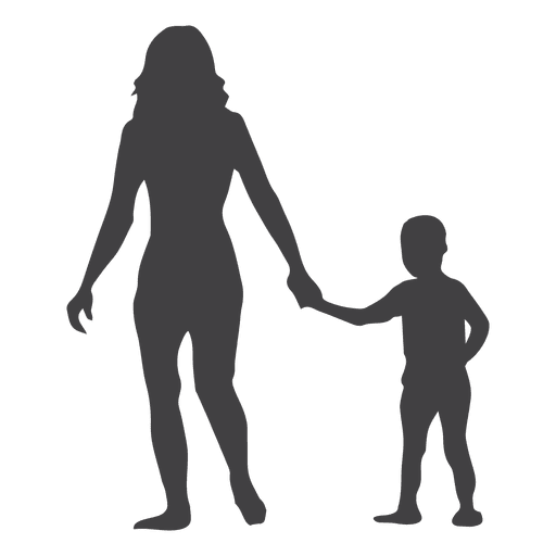 Mothers day silhouette with child in hand PNG Design