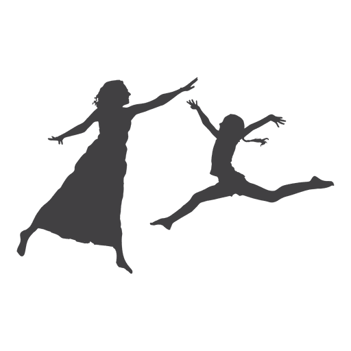 Dos mujeres saltando silueta Diseño PNG