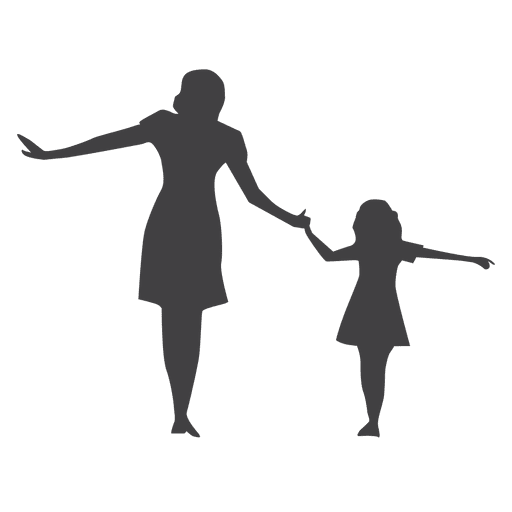 Mother and kid walking silhouette PNG Design