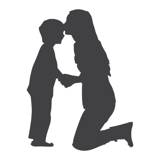 Mothers kissing son on forehead  silhouette