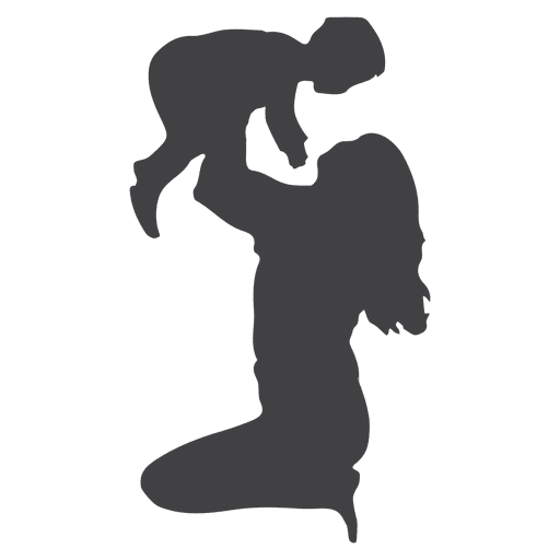 Mother lifting child silhouette