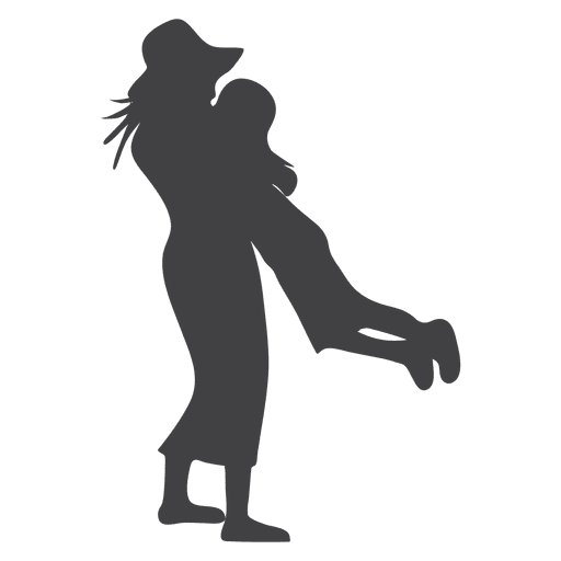 Woman playing and hugging kid silhouette PNG Design