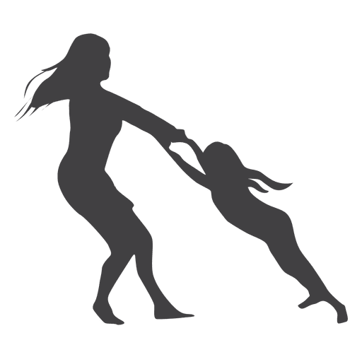 Mothers day silhouette woman playing with kid PNG Design
