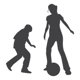 Niños jugando con silueta de pelota Diseño PNG