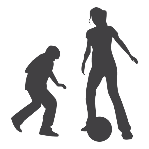 Kids playing with ball silhouette PNG Design