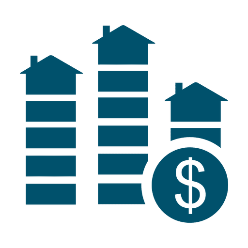 Multistoried dollar houses icon PNG Design