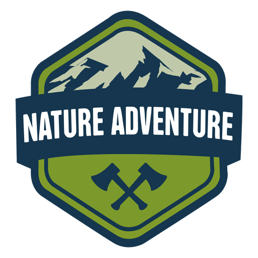 Insignia hexagonal de aventura de la naturaleza. Diseño PNG