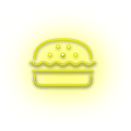 Ícone de hambúrguer amarelo néon
