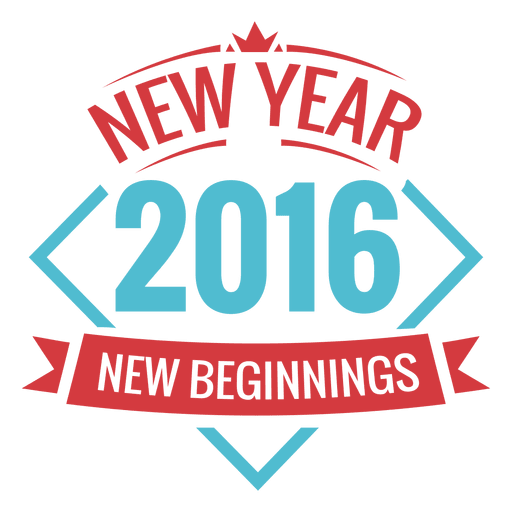 Neues Biginnings-Jahr 2016-Label PNG-Design
