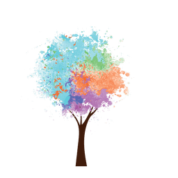 Pintura al óleo árbol colorido Diseño PNG