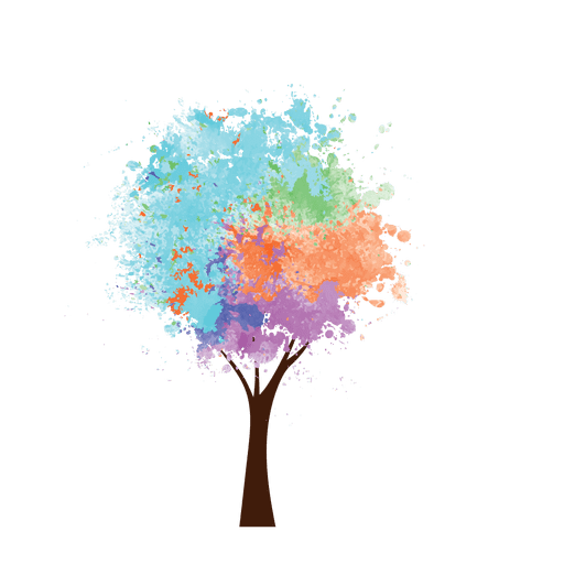 Oil paint colorful tree PNG Design