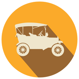 Coche retro círculo naranja Diseño PNG