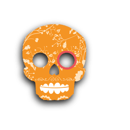 Calavera floral de azúcar naranja Diseño PNG