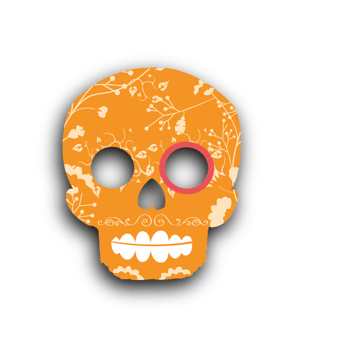 Orange sugar floral skull PNG Design