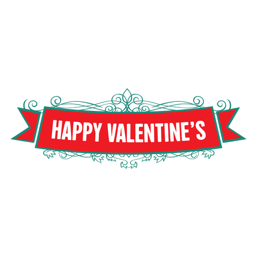 Etiqueta de San Valentín con cinta adornada Diseño PNG