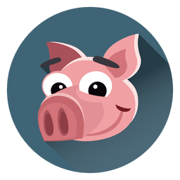 Personaje de círculo de dibujos animados de cerdo