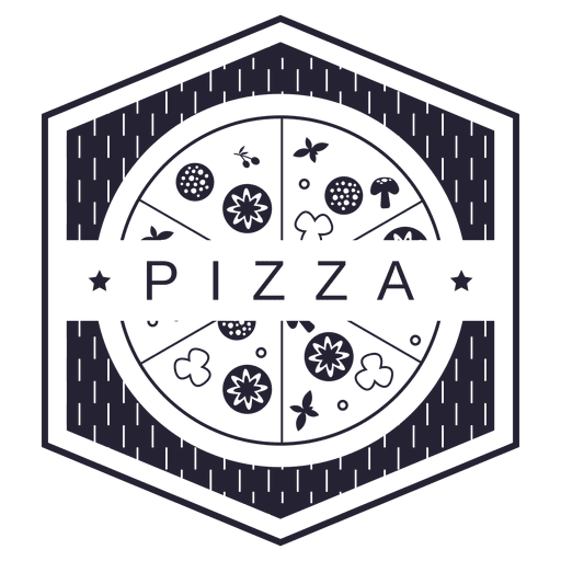 Pizza logotipo hexagonal Desenho PNG