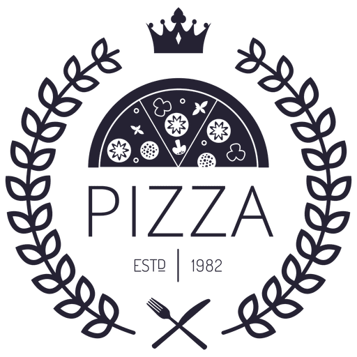 Logotipo de pizza con coronas