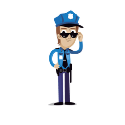 Caricatura da profissão de policial. Desenho PNG