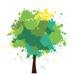 Polygonal green splashed tree PNG Design