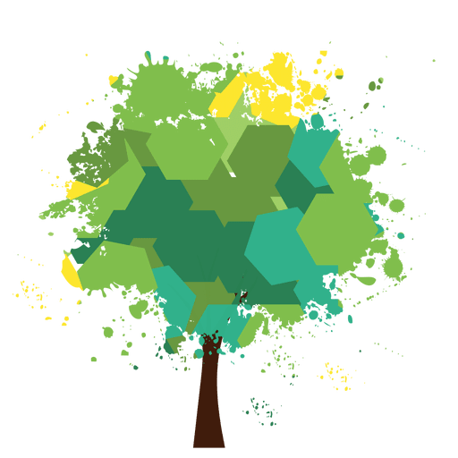 Polygonaler grüner bespritzter Baum PNG-Design