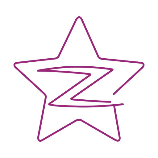 Icono de línea de estrella z púrpura svg Diseño PNG