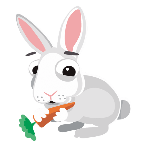 Rabbit eating carrot cartoon PNG Design