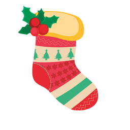 Decoración calcetín navideño rojo Diseño PNG