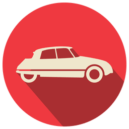 Coche retro círculo rojo Diseño PNG