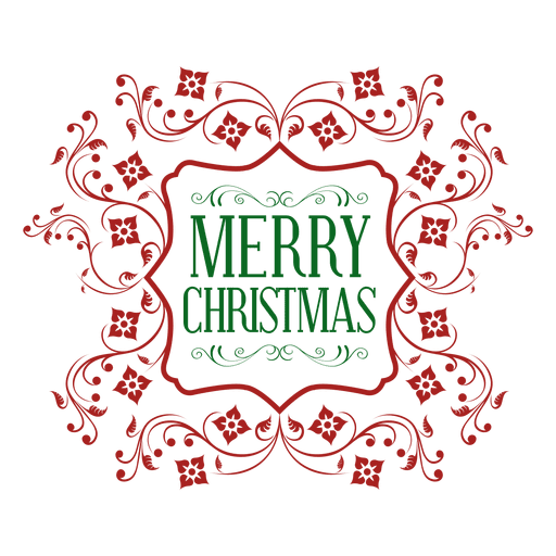 Red ornate green christmas emblem - Transparent PNG & SVG vector file