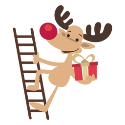 Dibujos animados de renos escalada escalera Diseño PNG