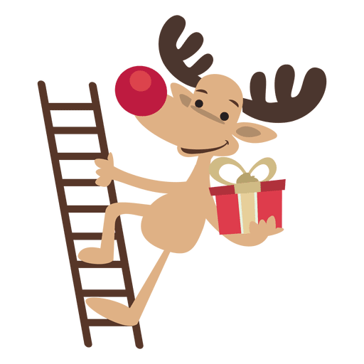 Dibujos animados de renos escalada escalera - Descargar PNG/SVG