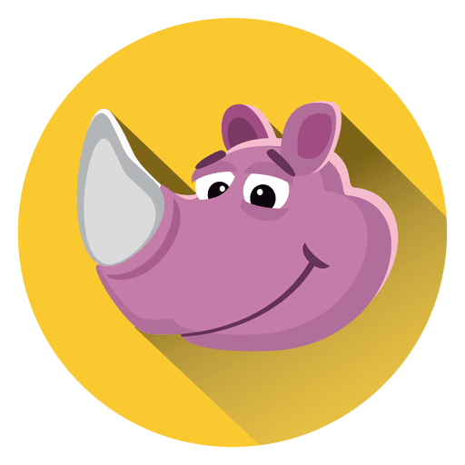 Icono de círculo de dibujos animados de rinoceronte Diseño PNG