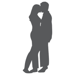 Romantic couple kissing silhouette in gray PNG Design